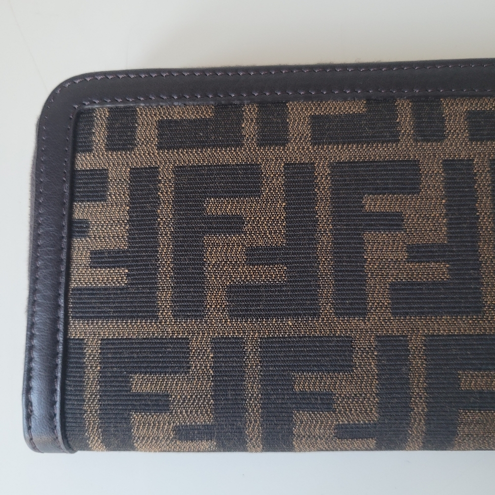 FENDI Tobacco Zucca Canvas Zip Around Wallet - Picture 12 of 15
